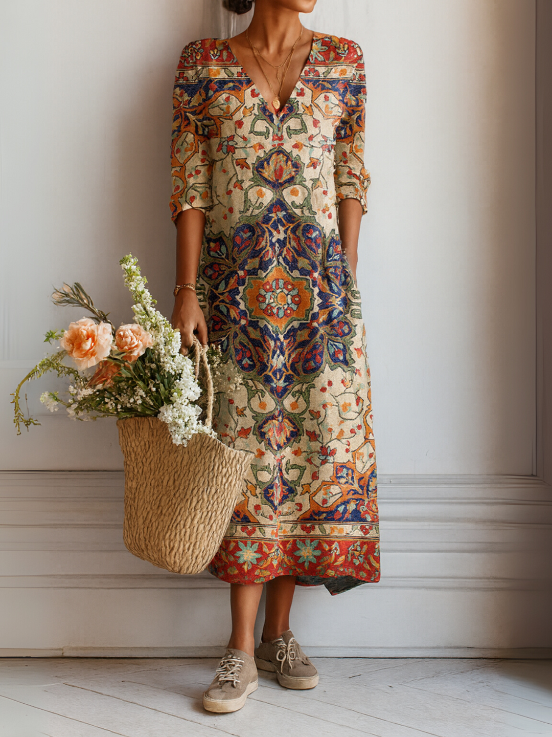 Kristin | Printed Midi Dress