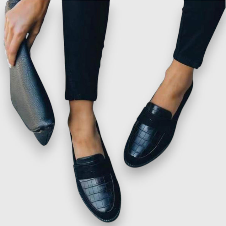 Ellen | Croc-Effect Loafers