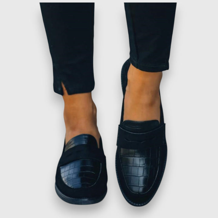 Ellen | Croc-Effect Loafers