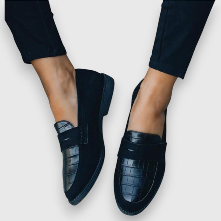 Ellen | Croc-Effect Loafers